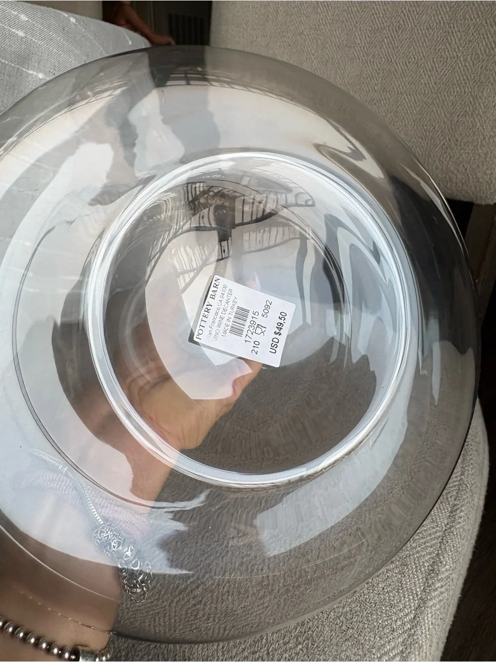 Pottery Barn Clear Glass Decanter Vase